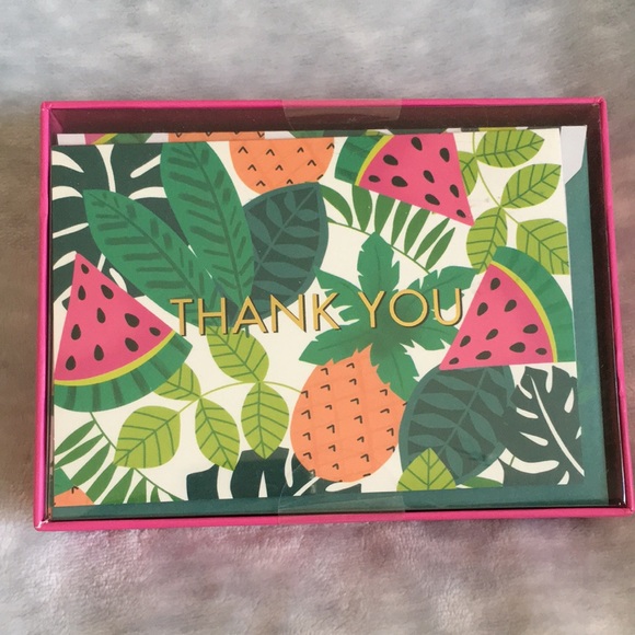 Tropical Watermelon Thank You Notes Cards Set of 12 Blank Correspond envel NWT - Picture 1 of 16